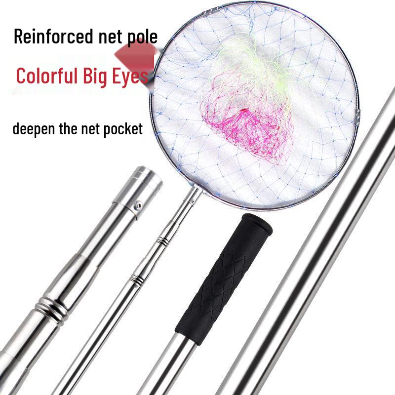 Stainless Steel Retractable Landing Net Pole Fishing Gear Set