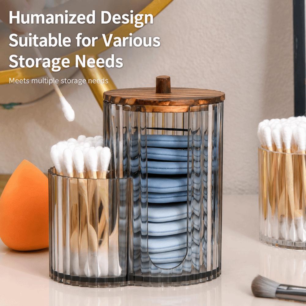 2-in-1 Makeup Pad Organizer Dustproof Floss Picks Holder for Vanity Countertop