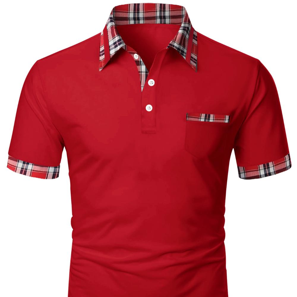 Sommer neues Herren-Poloshirt Kurzarm Colour Blocking Reißverschluss-Tops