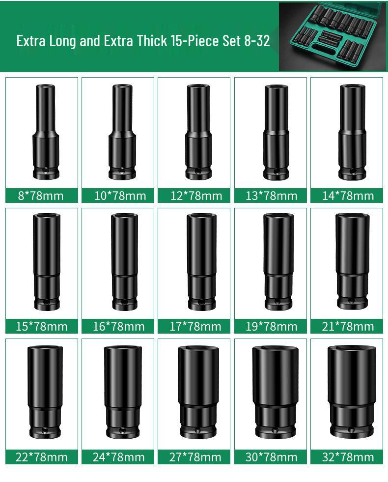 Extended Electric Hex Socket Hand Drill and Impact Wrench Tool Set