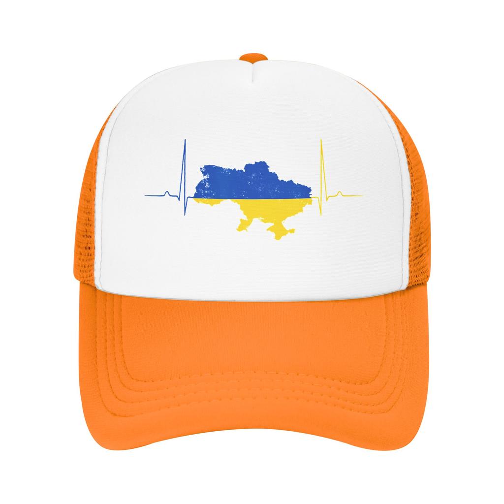Ukraine Heart Ukrainian Heartbeat Mesh Baseball Cap Unisex Outdoor Trucker Hat Hat Adjustable Summer Trucker Hats