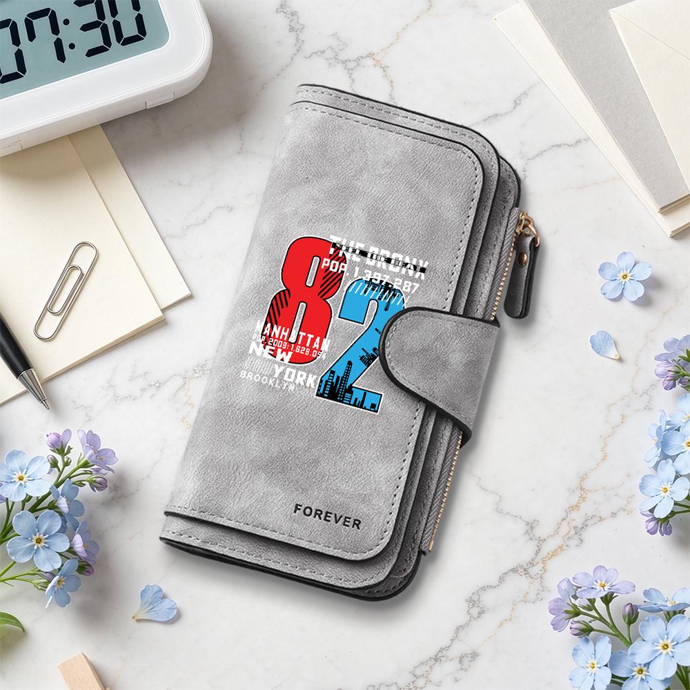 Stylish New York Themed Long Wallet Portable Multi Slot Casual Purse for Daily Use