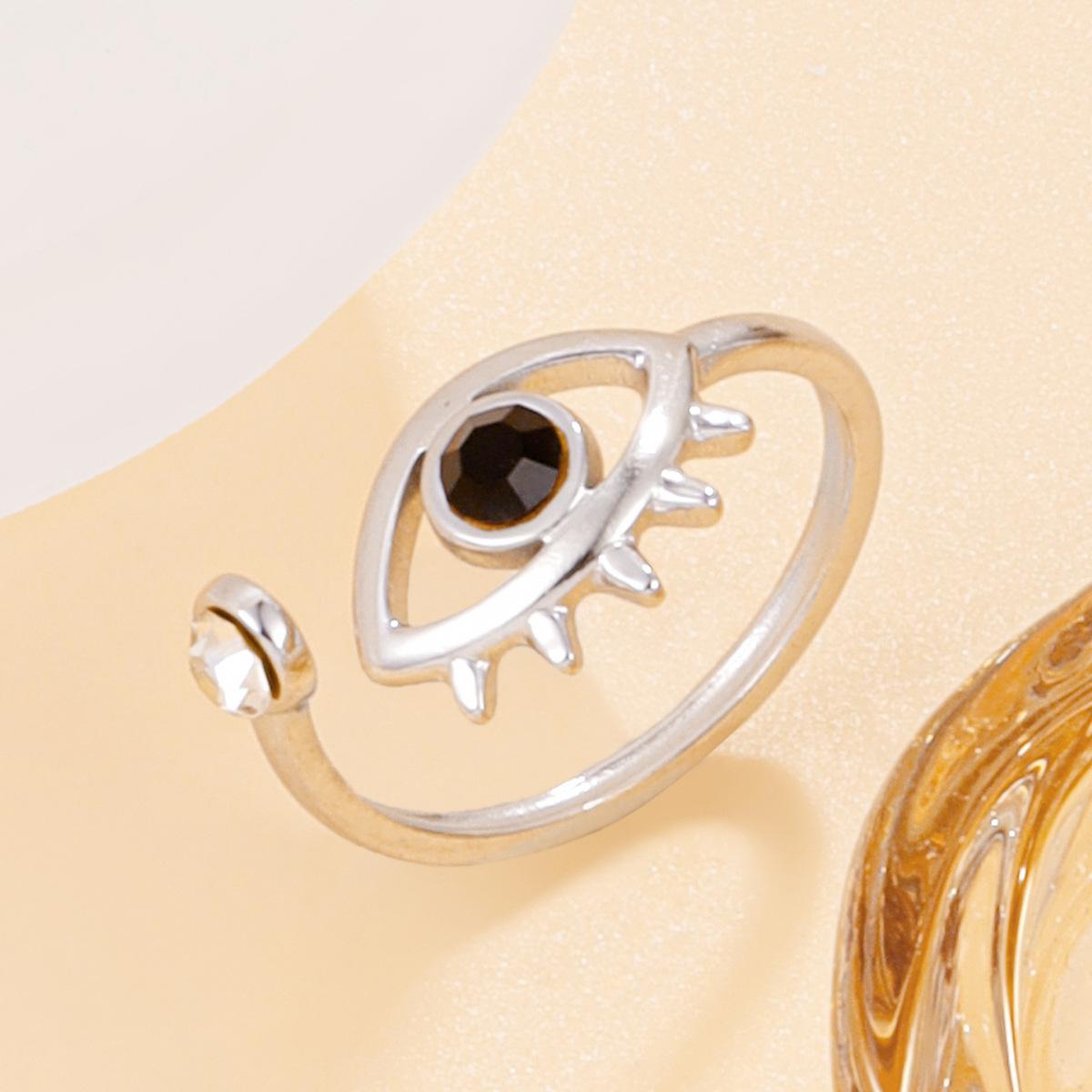 Zircon Turkey Evil Eye Ring Gold Color Stainless Steel Adjustable Open Ring For Women Amulet Zircon Birthday Gift Wholesale Open