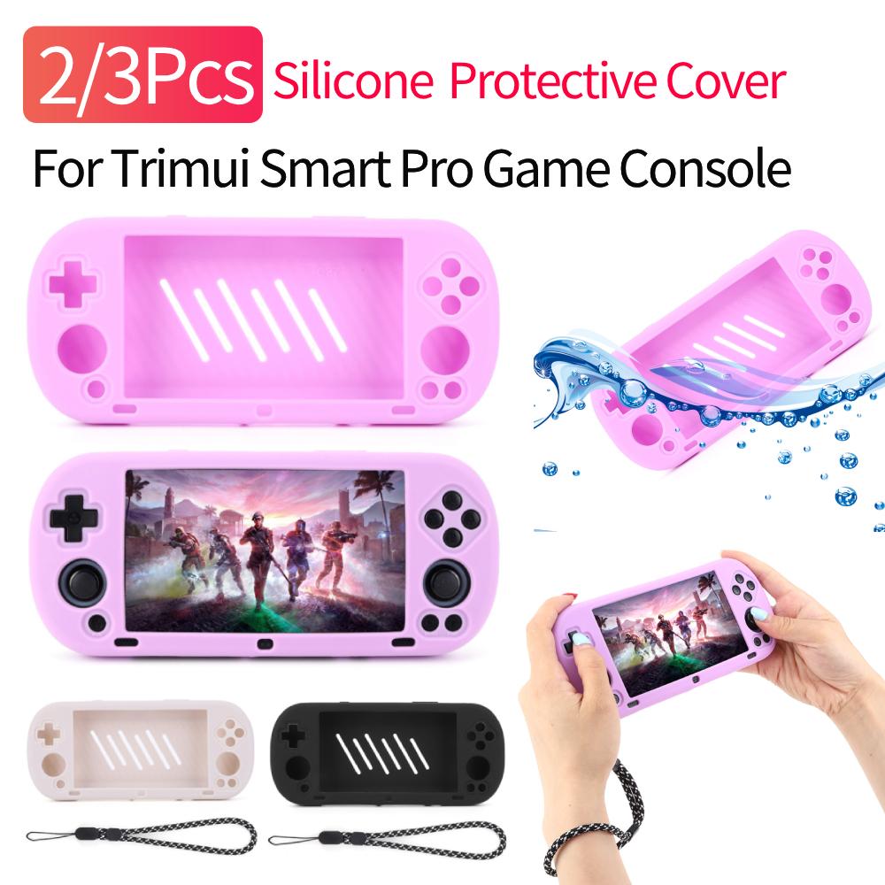 2/3Pcs Silicone Protective Case for Trimui Smart Pro Game Console Shockproof Soft Skin Cover Non-Slip Protector with Lanyard