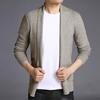 Men Sweater Coat Solid Color Soft Warm Breathable Stretchy Open Stitch Cardigan Long Sleeves Turn-down Collar Sweater Jacket Men Clothes
