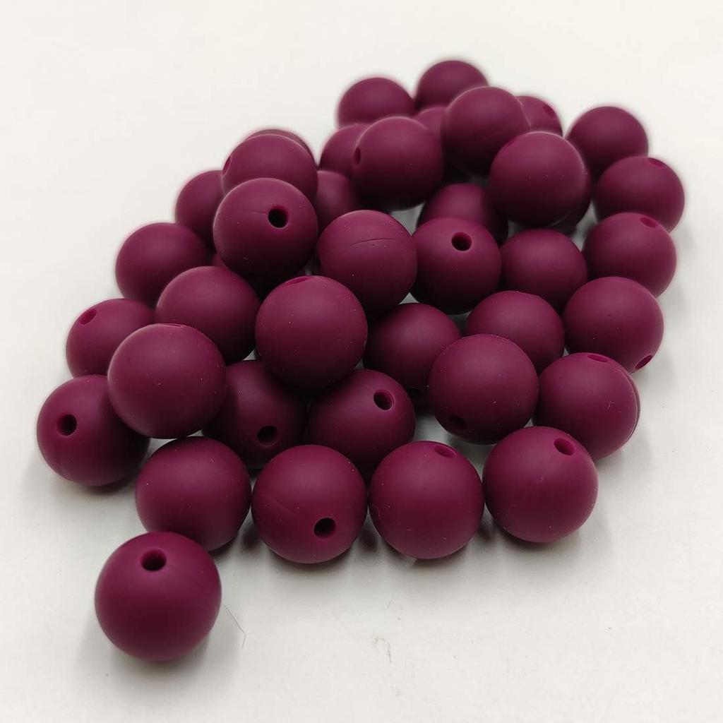 100pcs Red Wine Color Silicone Round Beads Sensory 15mm Silicone Pearl Bead Bulk Mom Necklace DIY Jewelry Making Decoration