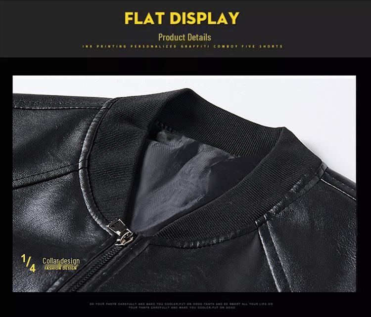 Men's Soft Leather Baseball Collar Jacket - Spring/Autumn Casual Wear for Middle-aged Dads