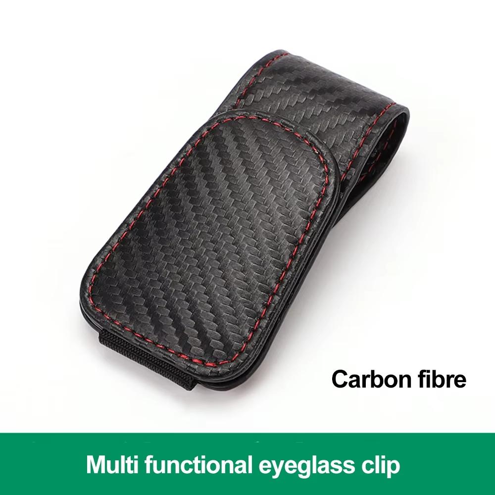 Visera Solar Universal para Coche Clip Colgador de Gafas Cuero PU Magnético Soporte para Gafas Almacenamiento Multifunción Accesorios Interiores para Automóvil