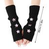Y2k Fingerless Gloves Women Winter Warm Arm Sleeve Knitted Star Decoration Mitten Casual Long Wrist Mittens Punk Gothic Gloves