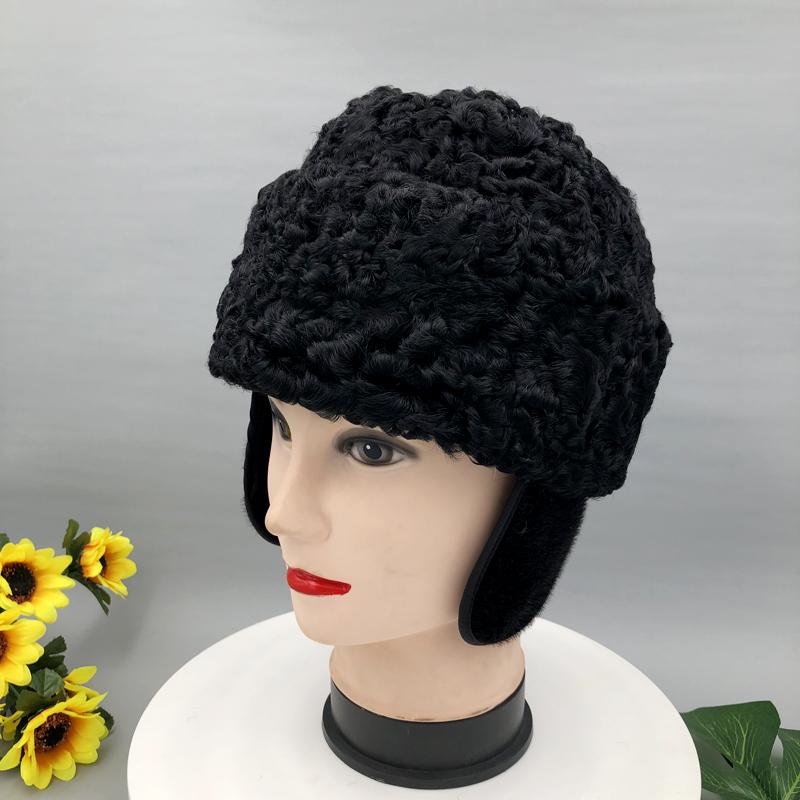 Gorro de Neve para Homem Inverno Quente Lã de Ovelha Natural Chapéus Bomber Chapéus de Pele para Exterior