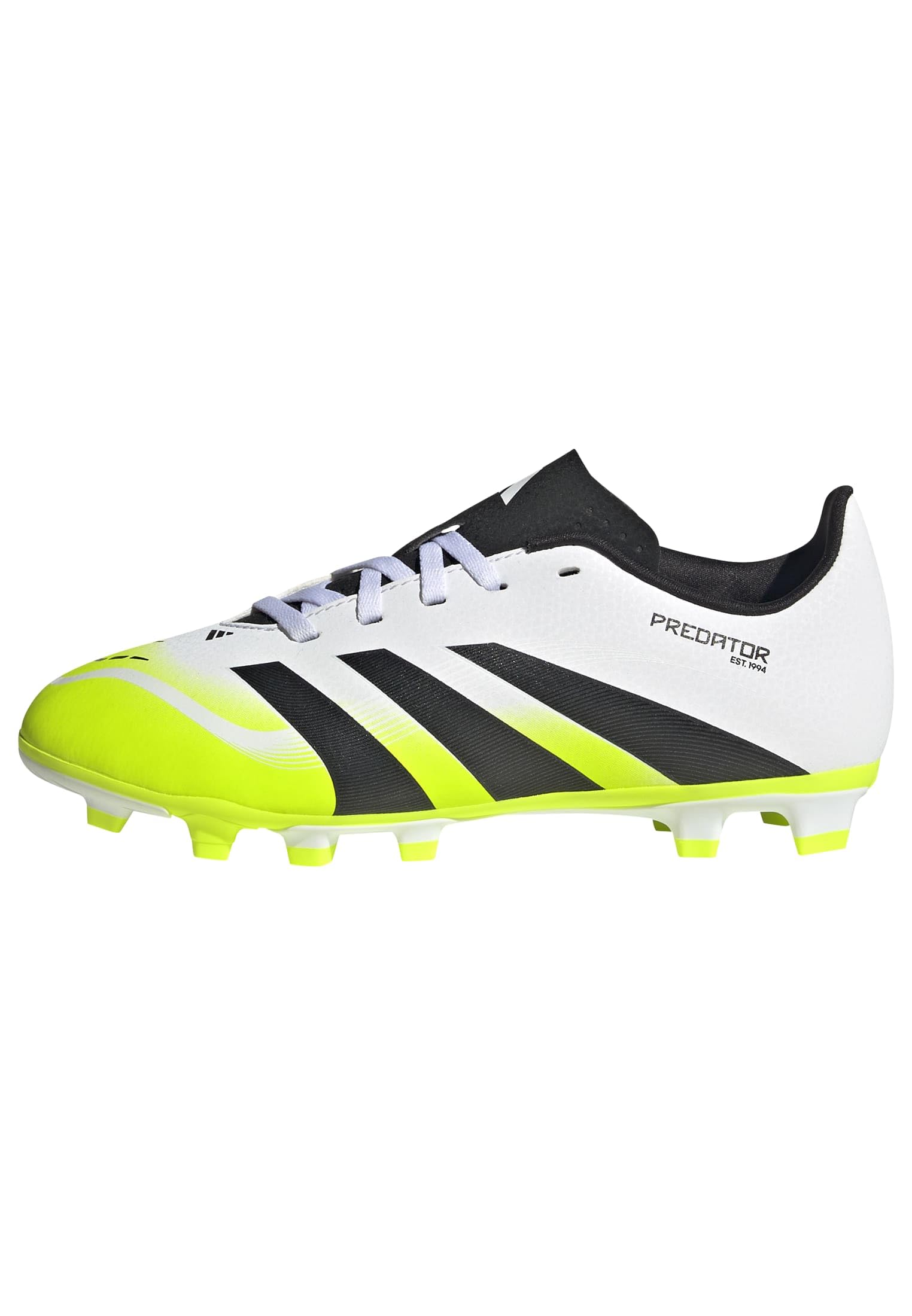 

Футбольные бутсы Adidas Junior Predator Club FXG для мальчиков и девочек, обувь лимонного цвета, см 17-24,5 см, белый/черный основной/прозрачный (JH8868) 17.0