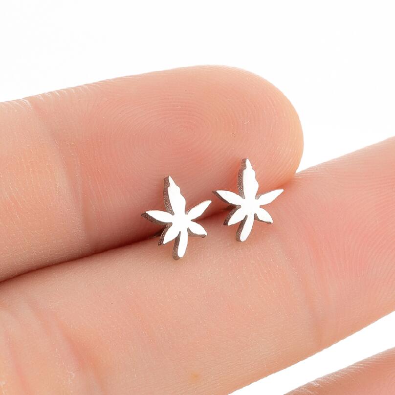 SMJEL Summer Cherry Earrings Ladies Stainless Steel Fruit Stud Earrings Small Watermelon Apple Pineapple Unique Zircon Gift