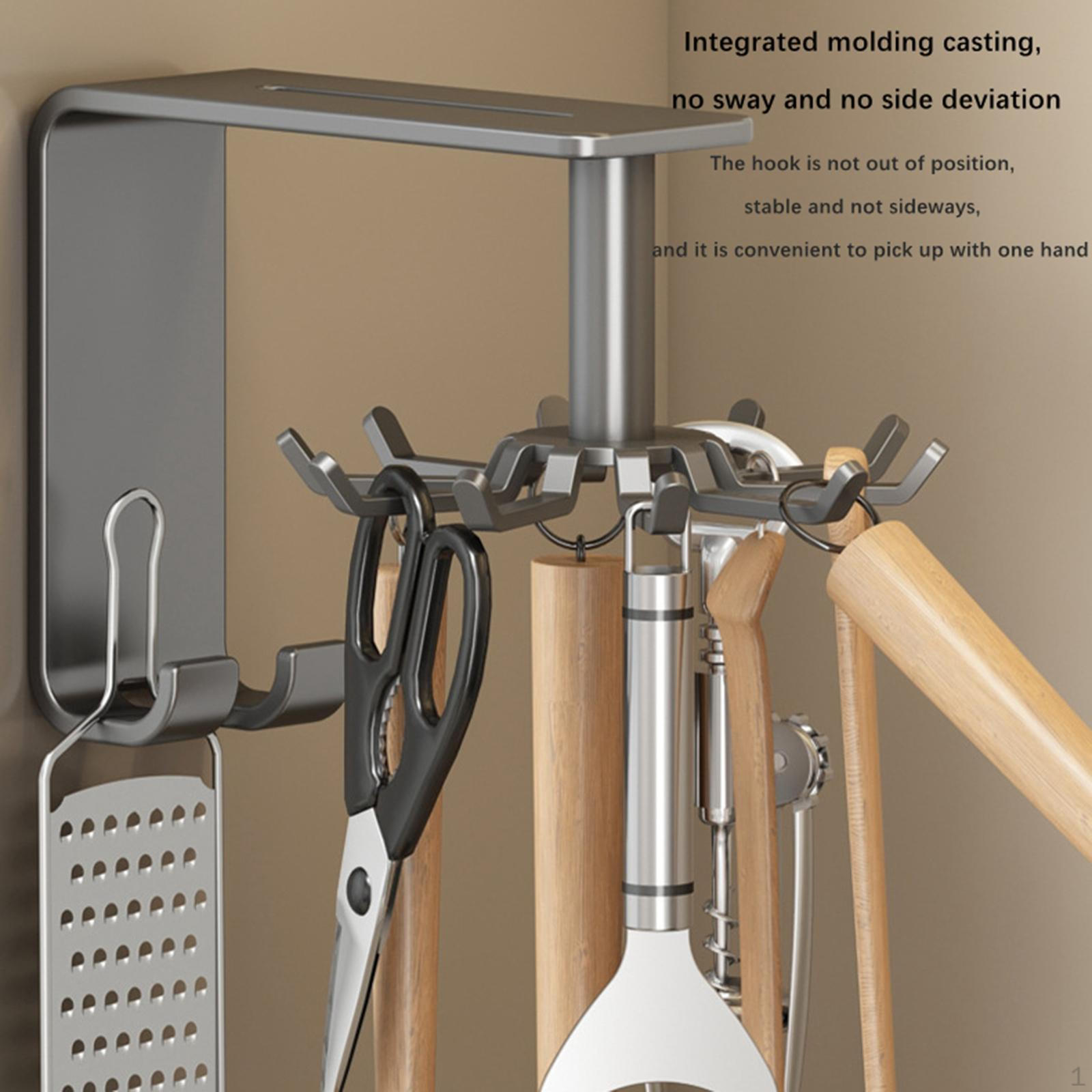 

Крючки для кухонной утвари Сверхмощные вращающиеся без перфорации настенные крепления для организации серый