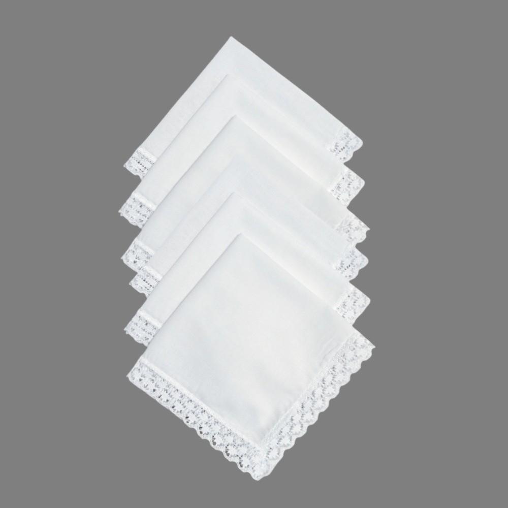 6Pcs Small Size Wedding Handkerchief Pure White Small Square Towel Elegant Lace Handkerchief