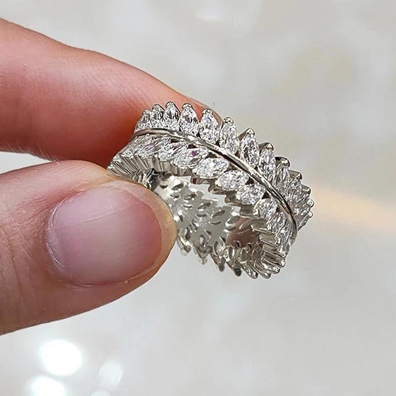 

Huitan Marquise Cubic Zirconia Promise Rings Women for Engagement Wedding Luxury Copper Color/Gold Color Rings Fashion Zircon 10