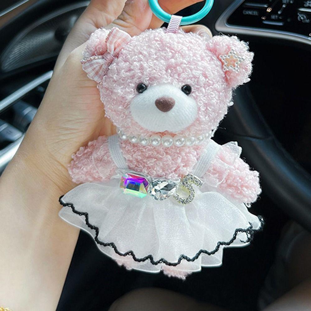Cute Cartoon Puffy Skirt Little Bear Keychain Soft Bag Charm Trend Plush Doll Pendant Bag Pendant