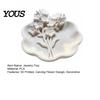 Small Item Organizer 3D Printed Floral Jewelry Tray with Wavy Edge, Carving Flower Earrings Ring Holder Necklace Dish Tray, Decorative