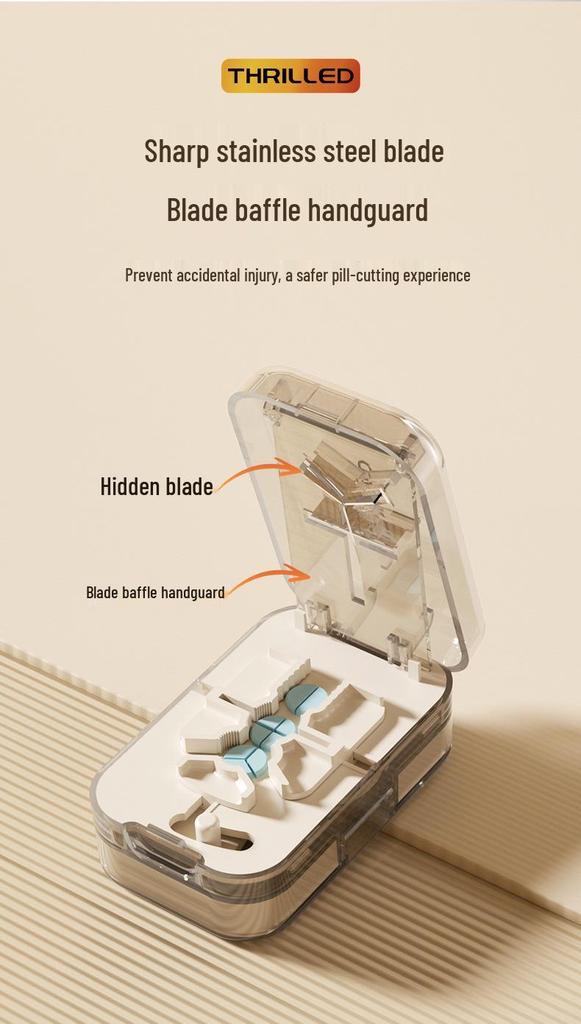 Multi-function Portable Pill Cutter and Splitter with Dual-division Pill Box