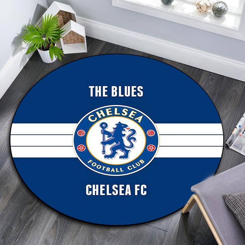 Chelsea Football Club2 Round Area Rug,Carpet Rug for Living Room Bedroom Sofa Playroom Decor,Non-slip Floor Mat