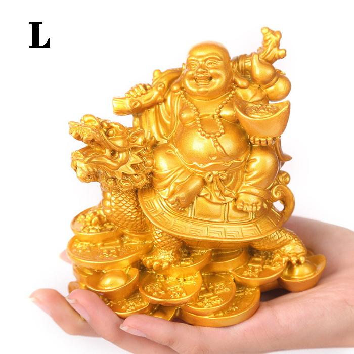 Resin God Beast Dragon Turtle Maitreya Buddha Statue Chinese Characteristic Fortune Decoration Home Office Feng Shui Statue