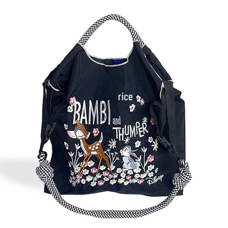 

Экологичная мультяшная сумка-тоут в японском стиле - Большая вместительная сумка через плечо и кроссбоди с вышивкой и шариковой цепочкой