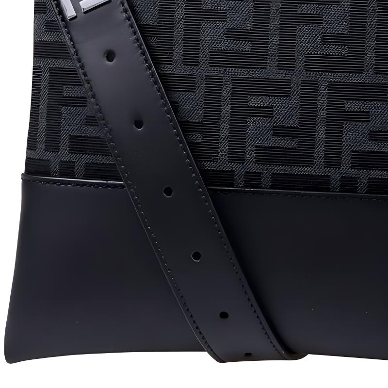Fendi Letter Print Patchwork Leather Clutch Small Men Clutch Black 7N0144-ARK1-F1IKJ