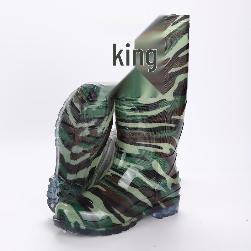 Men's Waterproof High Tube Rain Boots - Non-Slip Rubber Construction Boots