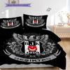 Besiktas logotyp Mönster Sängkläder Täcke Set Påslakan Örngott Heminredning Födelsedagspresent (1 * påslakan + 2 * örngott, utan kärna)