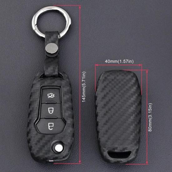 Carbon Fiber Car Key Case Holder Protector Cover Accessories For Ford 2015-