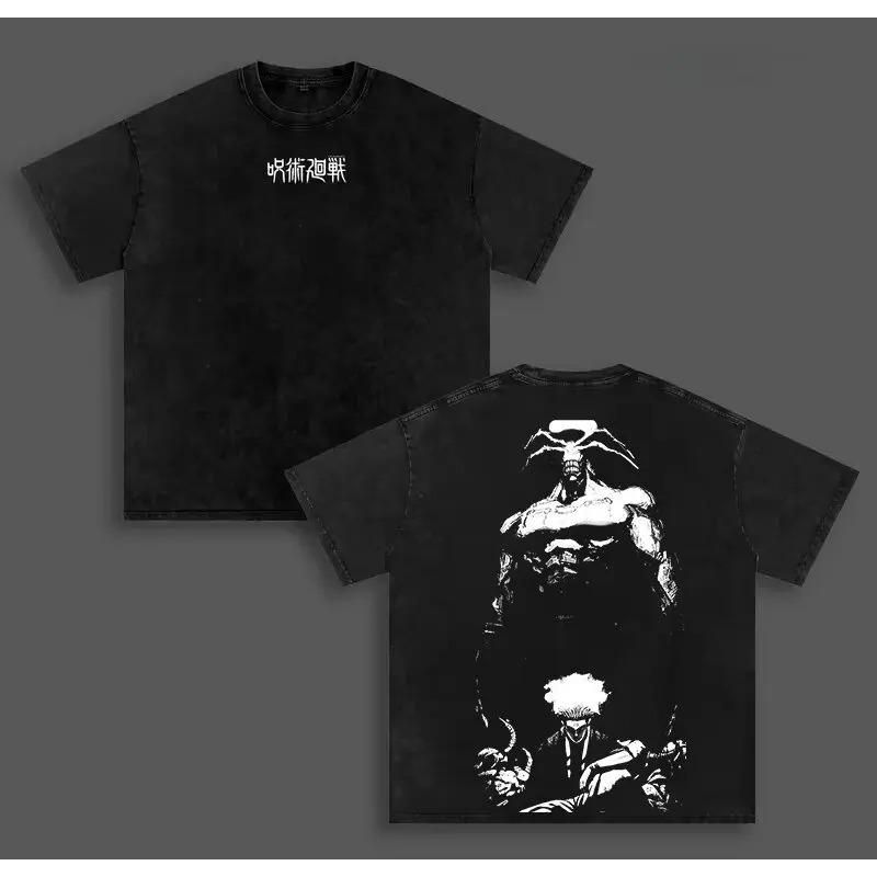 Itadori Yuji Jujutsu Kaisen Anime T-shirt Hip Hop Y2k Washed T Shirt Summer Short Sleeve Cotton Soft Tees Tops Men's Clothing