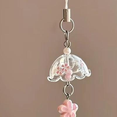 Transparent Keychain Cute Wind Chime Pendant Keyring Mobile Phone Lanyard Kawaii Bag Decorative Accessories Home Decorations