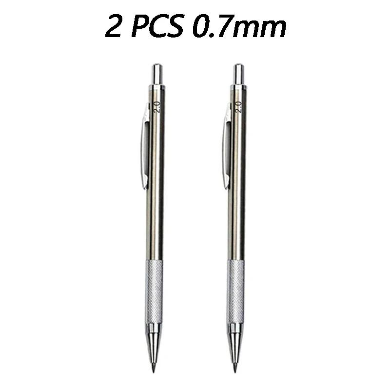1/2/3 PCS Metal Drawing Pencils 0.3 0.5 0.7 mm HB Art Sketch Writing Mechanical Pencil Leads School Office Supplies Stationery