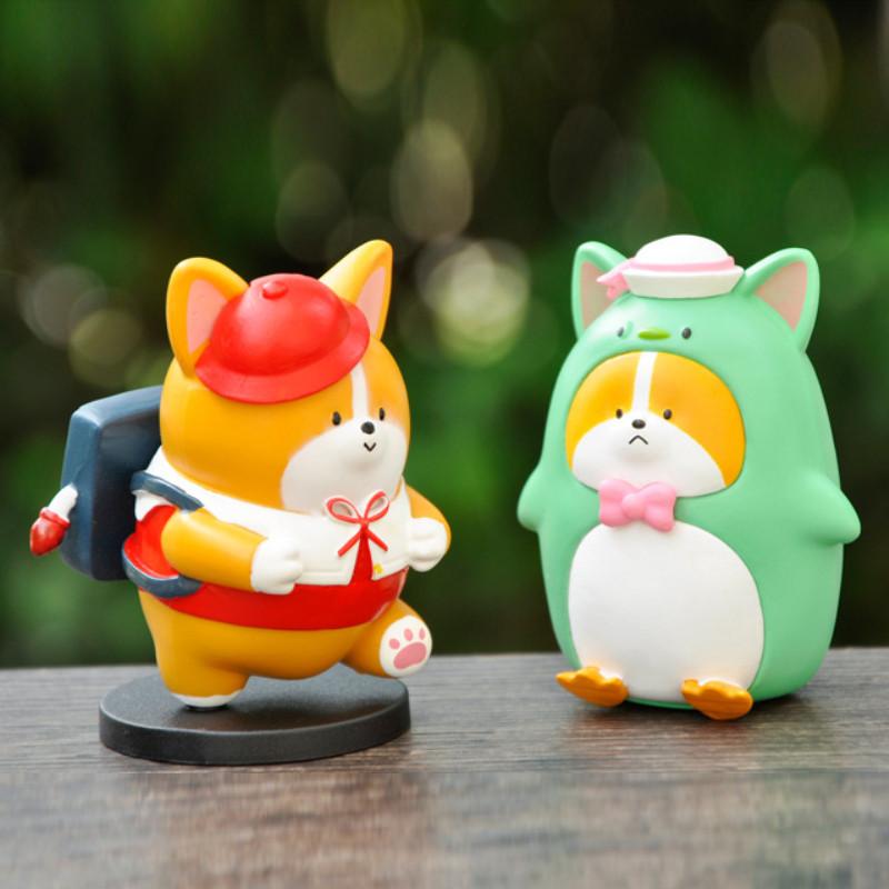 Fun Shiba Inu Corgi Figurine Playful Pvc Design For Desk And Car Accessories