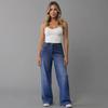 Womens High Waisted Jeans Stretchy Flared Straight Leg Loose Trendy Hem Denim Pants