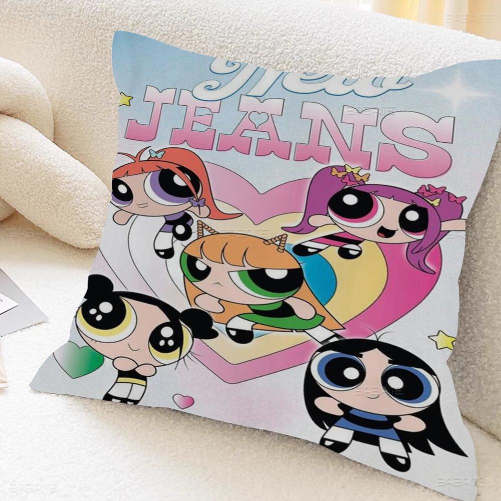 The Power-puff-Girls Decorative Room Aesthetics Pillow Case Home Decor Bedroom Sofa Bed Couch Pillow Cover 45x45