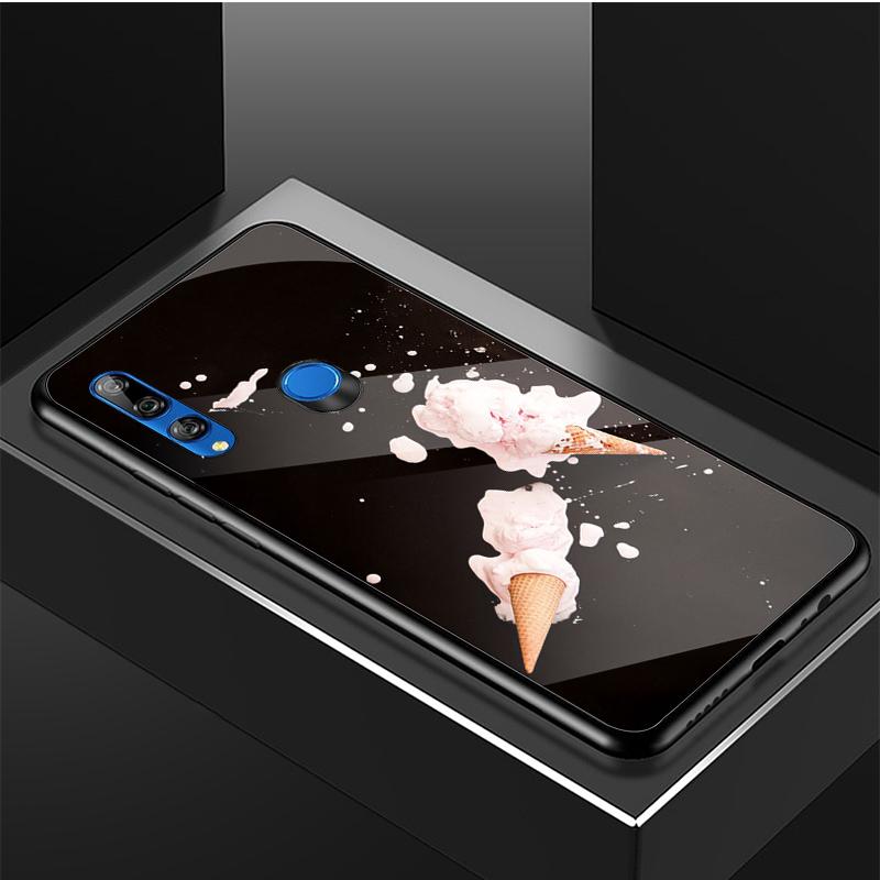 Ice Cream Tempered Glass Phone Case For Huawei Honor 8X 9 10i 20i 20Lite 20Pro 30 Pro Cover Shell