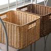 Rattan Basket Straw Storage Basket Japanese Hand-woven Baskets Large Capacity Wicker Baskets for Laundry Sundries Organizer