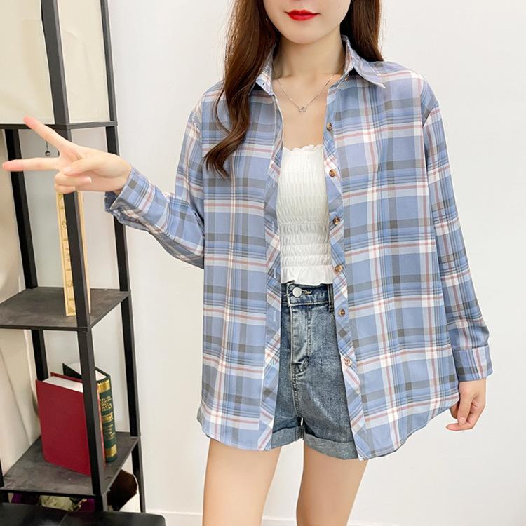 

Мама Осенняя клетчатая рубашка Средний возраст Большая свободная и универсальная повседневная рубашка Нижняя рубашка XL