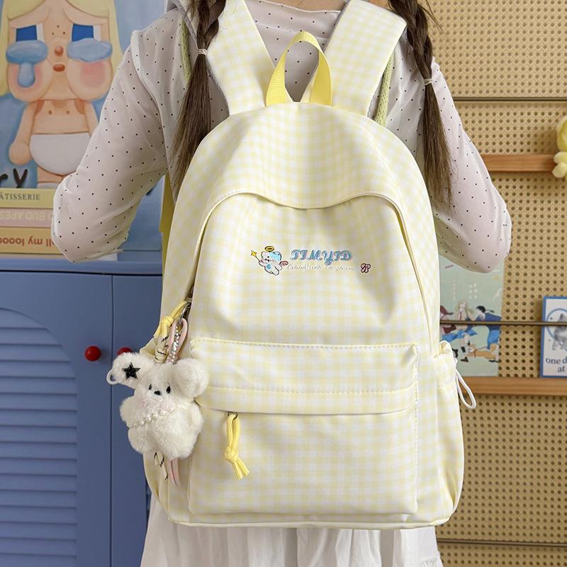 Schoolbag plaid schoolbag female student versatile small fresh junior high school backpack travel backpack tide large capacity college style