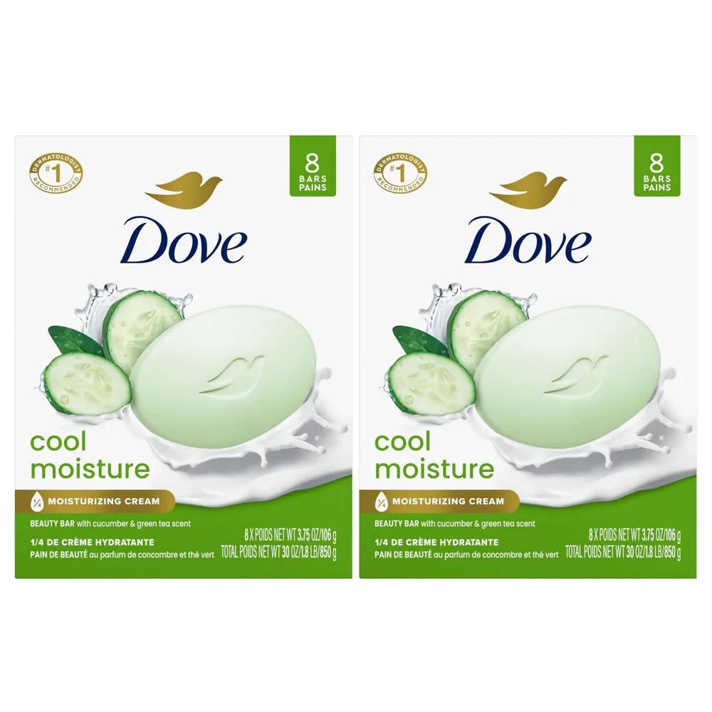 

Made in the USA Dove Beauty Bar Cool Moisture Cucumber Green Tea Moisturizing Cream Soap 106g 2 Packs of 8