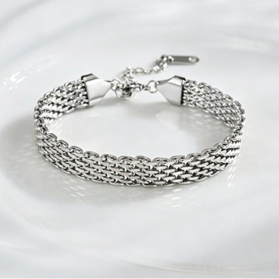 18K Gold Plated Stainless Steel Cuban Link & Retro Mesh Bracelet