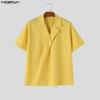 INCERUN Summer Tops Men V Neck Short Sleeve Casual Texture T-shirts