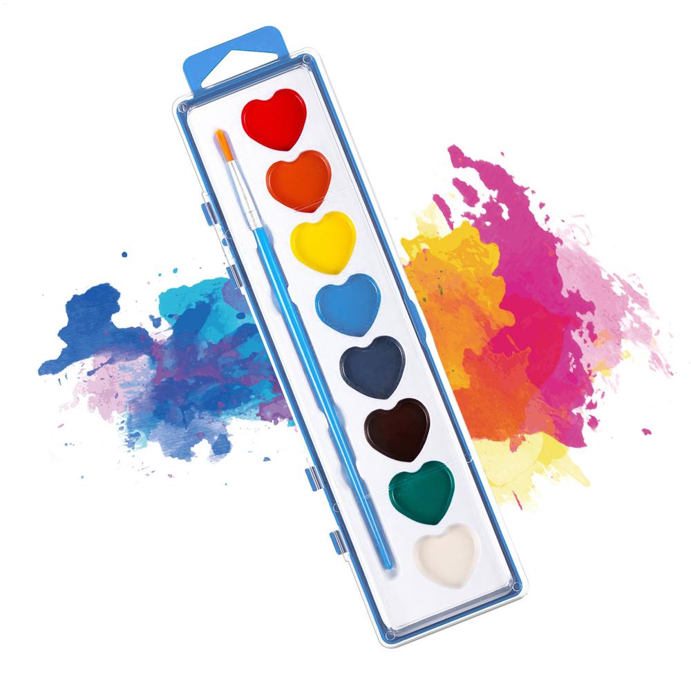 Heart Shaped Watercolor Paint Set Washable Non-Toxic for Kids Beginners, Classroom Homeschool Party, Valentine Birthday Gift Set