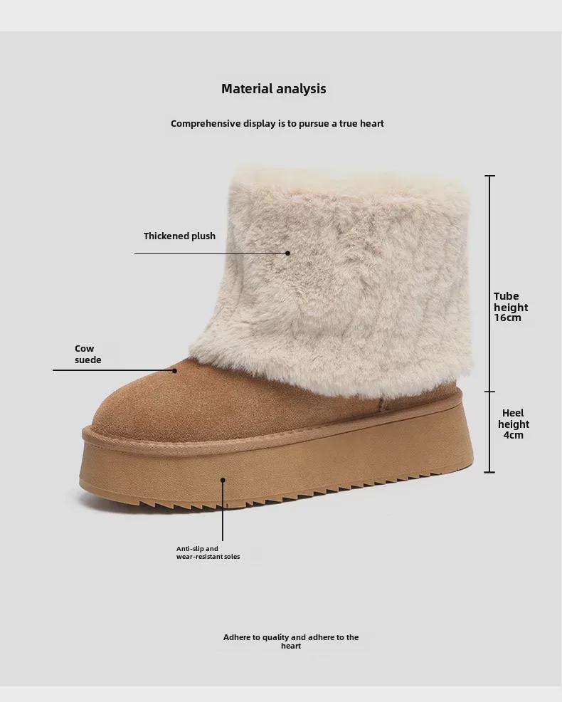 Dam Äkta Läder Pälsfodrade Vinter Snöstövlar 5951