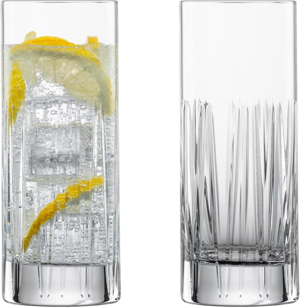 ZWIESEL GLAS Tumblers, Break-Resistant, Basic Bar Motion, for Water, Mineral Water, and Soft Drinks, Long Drinks, 11 Oz., Pair, Machine-Made (m119649)