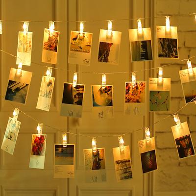 LED patalpų fotošviesos gnybtas Šviesos virvelė INS Kūrybiškas nuotraukų sienų dekoras Spalvotas apšvietimas Nuotolinio valdymo pultelis Baterija Blykstės lemputė atostogų atmosferos šviesa