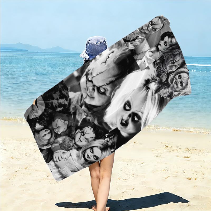 1Pc Horror Doll Device Beach Towel Microfiber Beach Towel Thin Absorbent For Beach Swimming Yoga Bath Sports 0917301