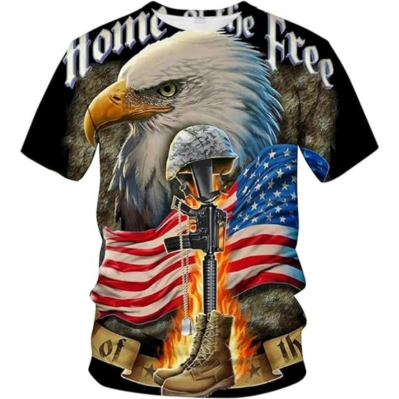 Trendiger Amerikanischer Adler U.S.. Flagge Grafik T-Shirt Für Männer Kleidung T-Shirts Frauen Cool Streetwear Sommer Lässig Kurzarm Ropa Oberteile