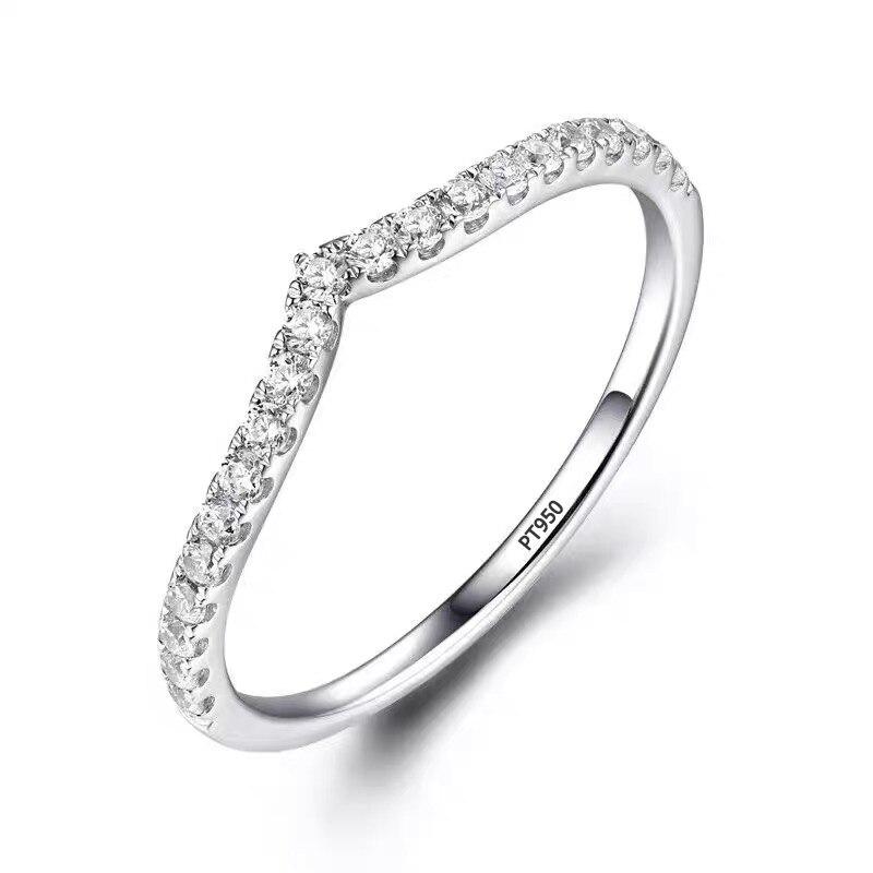 

100% оригинал Pt950 платина V-образный муассанит бриллиант драгоценный камень индивидуальность обручальное кольцо ювелирные изделия 5