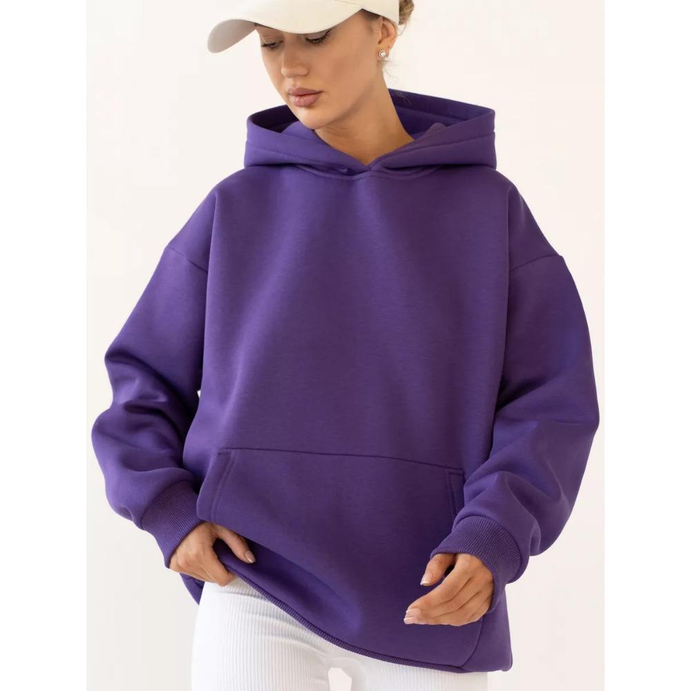 Women's Long Sleeved Hooded Sweatshirt with Loose Fitting Top